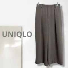 k【ユニクロ】ドレープワイドアンクルパンツ/美品 ウエストゴム 脚長効果 人気