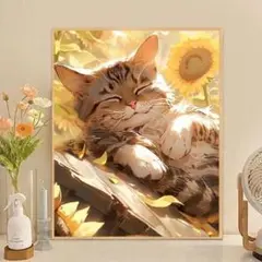 【フレーム付】大人のぬりえ ねこ 数字ぬりえ 油絵 デジタル ペイントナンバー
