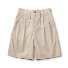 two tuck cotton wide short pants