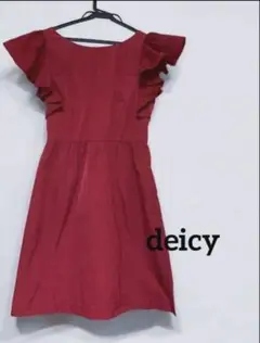 deicy フリル袖 赤 ワンピース