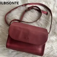 ✨極美品✨ ILBISONTE ショルダーバッグ 肩掛け レッド レザー