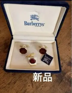 【新品】Burberrys 新品 赤 八角形 カフスボタンセット