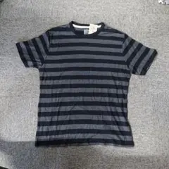 無印良品　ボーダーTシャツ　XL　黒Xグレーチャコールグレー