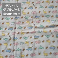 ラスト1枚　ダブルガーゼ　はぎれ　肉　恐竜　卵　グレー