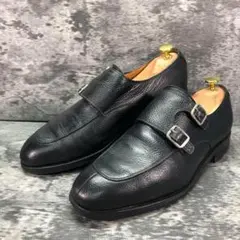 YANKO【27】ダブルモンクストラップ Uチップ シボ加工 シボレザー