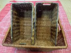 籐バスケット ラタン 新聞 雑誌 おもちゃ ティッシュ 大1 小2