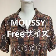 MOUSSY幾何学模様 半袖シャツ ブラウン系 ファッショントップス