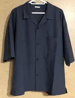 美品＊［GU］ドライワイドフィットオープンカラーシャツ(5分袖) GRAY/L