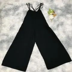 GU ジーユー (S) 2WAYストラップサロペットワイドパンツ ブラック
