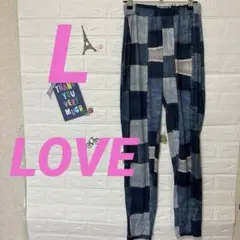 LOVE チェック柄デニムパンツ 【L】