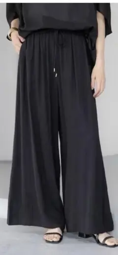 エルーラ レディース ワイドパンツ 黒