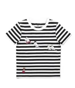 グラニフ　ムーミン　コラボTシャツ　ボーダー　L　黒白　男女兼用　北欧　綿　刺繍