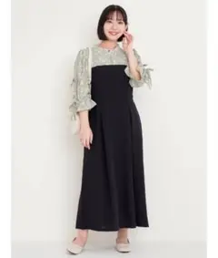 Re-J&SUPURE 小花柄ドッキングワンピース