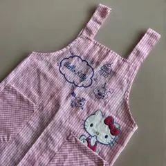 【未使用新品】ハローキティ 子供用エプロン 130 ピンクチェック