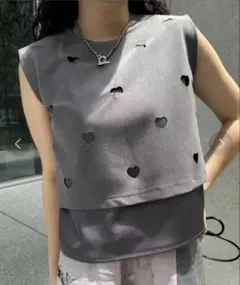 新品　DOUBLE HEAT CUT HEART TOP
