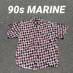 幾何学模様 90s 半袖シャツ MARINE Mexico製