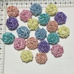 ハンドメイド 巻きバラモチーフ 2cm パステル系 20個