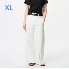 UNIQLO ワイドトラウザージーンズ ホワイト XL レディース