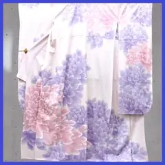M4306★ 着物淡雪★ 振袖 ★ 正絹 芍薬　パステル系花模様
