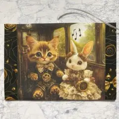 ブックカバー　文庫本　猫とうさぎ