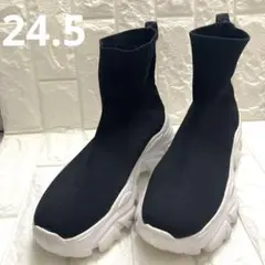 【完売品】オリーブデオリーブ 厚底 スニーカーソールニットショートブーツ