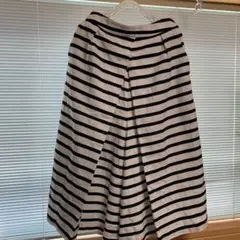 ボーダー、スカート風パンツ