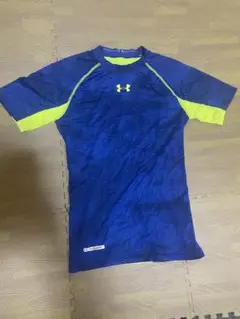 アンダーアーマー HeatGear コンプレッションシャツ 半袖 M青×イエロー