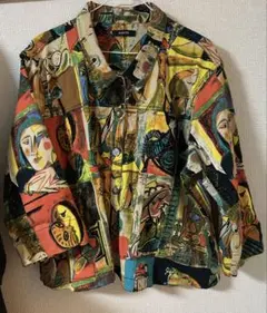 古着　アートパターン ユニーク　長袖シャツ　ジャケット