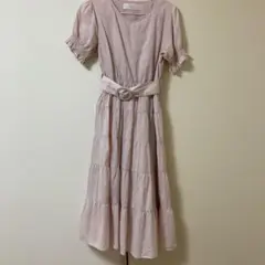 tocco closet ティアードロングワンピース　ピンク　Ｍ　パフスリーブ