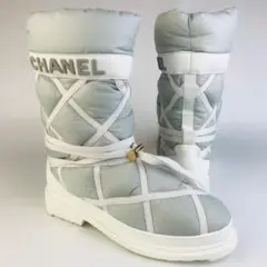 極美品★CHANEL・エンボス加工ロゴ ココマーク ウインターブーツ(37)
