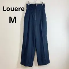 Louere ルエレフロントジップハイウエストタックパンツ ネイビー M