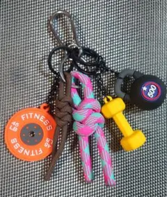 ハンドメイド　バックチャーム　パラコード　筋トレ　ダンベル3種　キーホルダー
