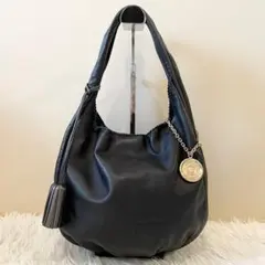 未使用保管品 ロエベ ナッパレザー ハンドバッグ ブラック アナグラム チャーム