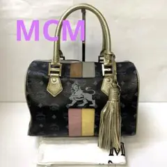 BR592 MCM ロゴグラム ハンドバッグ ミニボストンバッグ フリジンジ