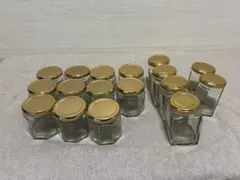ガラス瓶 17個セット（3種類）金色の蓋付き