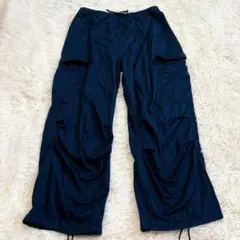 m1201 美品✨美濃屋 メンズ薄手カーゴパンツ L ゆったり ウエストゴム
