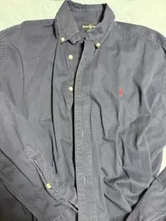 ralph lauren ボタンダウンシャツ ネイビー紺色！Mサイズ!古着 長袖