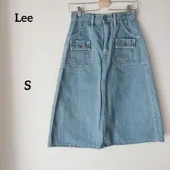 Lee リー ブッシュスカート デニム 台形 膝丈 ライトブルー S
