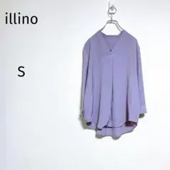 イルリノ 長袖 ブラウス シャツ 薄手 丈長 体型カバー パープル シンプル