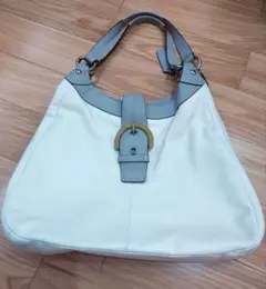 【美品】COACH ハンドバッグ ホワイト&グレー