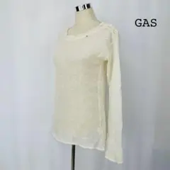 ガス モヘヤ混長袖ニット ショルダーボタン ウォッシャブル 白 レディースF