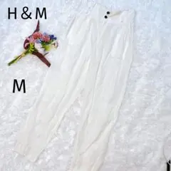 H＆M　カジュアルパンツ　白　ウエストゴム　ボタン　ハイウエスト　タック4946