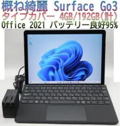 概ね綺麗Surface Go3 オフィス 電池良好97% 計192GB Tカバー