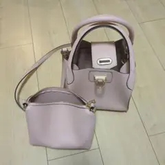【美品未使用】ピンク 合成皮革 ハンドバッグ/ポーチセット
