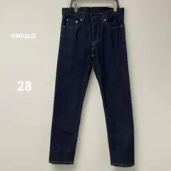 【美品】ユニクロ セルビッジ　メンズストレートジーンズ　濃紺　赤耳　M 28