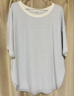 【大きいサイズ・3L】水色 ×白 ボーダーTシャツ