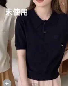 未使用　lacvert 半袖ポロニット　ネイビー　紺