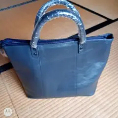 ダークブルー レザー トートバッグ
