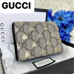 ⭐️美品・箔押しくっきり⭐️ GUCCI 二つ折り財布 ビー GGキャンバス