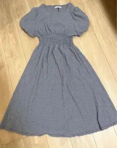 しまむら Lax Dan Tia 半袖 パフスリーブ ワンピース M